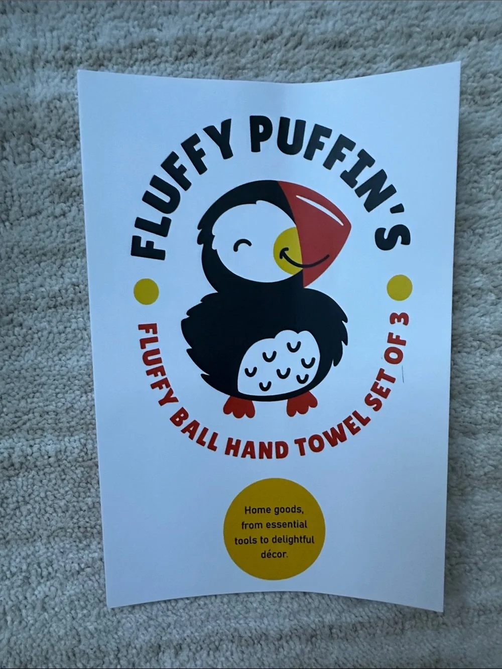 JJ Kent Fluffy Puffin's Hand Towels for Bathroom Home Fast Dry Microfiber 3 Pack